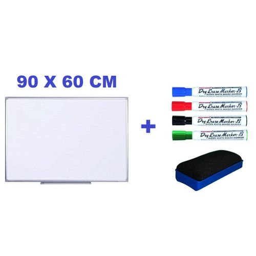 Tableau Magnétique Blanc – Avec 4 Feutres Effaçables & Brosse - Image 1 of 1