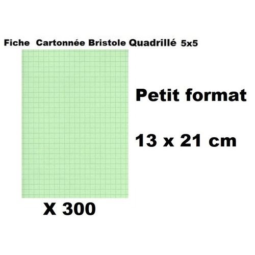 Lot économique de 300 fiches Bristol cartonnées quadrillées 13 x 21 cm, couleur verte - Image 1 of 1