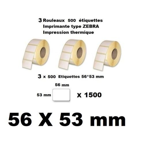 3 Rouleaux De 500 Étiquettes Thermiques Pour Imprimantes - Image 1 of 1