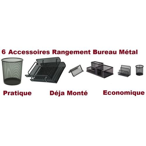 6 Accessoires Rangement Bureau Idéal,métal Noir,pratique,prêt À Usage,economique - Image 1 of 1
