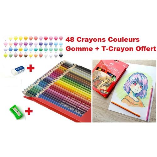 Boite 48 Crayons Couleur Classiques 3.3 Mm,avec Gomme Et Taille Crayon Offerte - Image 1 of 1