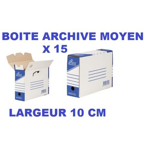 Sicla 15 Boites Archive Moyen 347x250 Dos 10 Cm Standard,carton Ondulé Blanchi,a Plat - Image 1 of 2