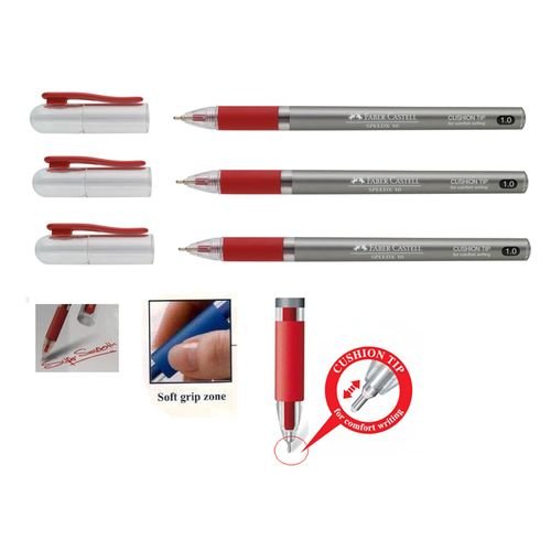 3 Stylos Bille Speedx Super Lisse 1.0 Mm Rouge, Prise Souple, Ecriture Confortable - Image 1 of 1