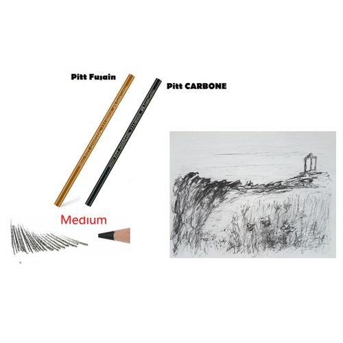 2 Crayons Pitt Noir Doux Sec Moyen,fusain Et Carbone,ideal Pour Dessin & Croquis - Image 1 of 1