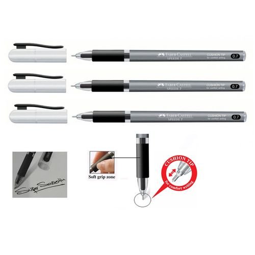 Faber Castell 3 Stylos Bille Speedx Super Lisse 0,7mm Noir,prise Souple,ecriture Confortable - Image 1 of 1