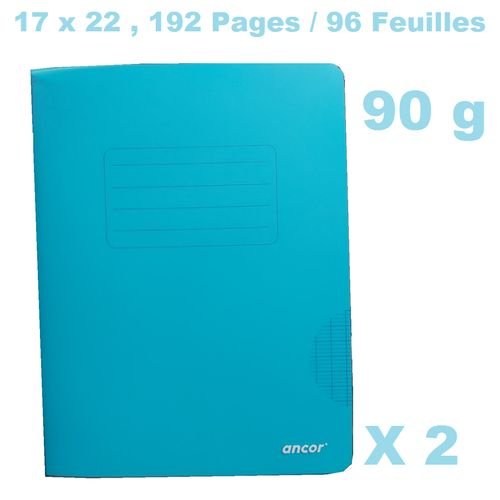 2 Cahiers Polypro Couverture Plastifié 17x22-90g-192pages/96feuilles-bleu Ciel - Image 1 of 1