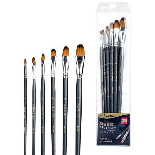 Lot Economique 6 Pinceaux Filbert Plat En Nylon, Peinture Acrylique, Huile. - Image 1 of 2