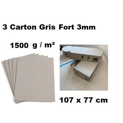 3 Cartons Gris 3mm,107x77cm - Maquette, Architecture, Art - Image 1 of 1