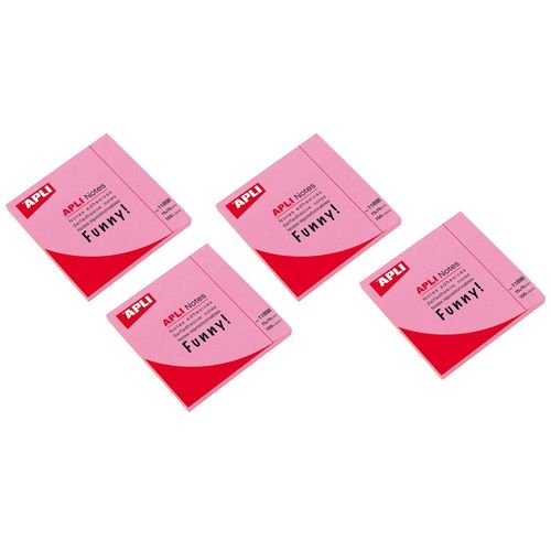 Lot 4 Bloc Post It 4x100 Notes Repositionnables Adhésives 75x75 Rose Fluo Vif - Image 1 of 1