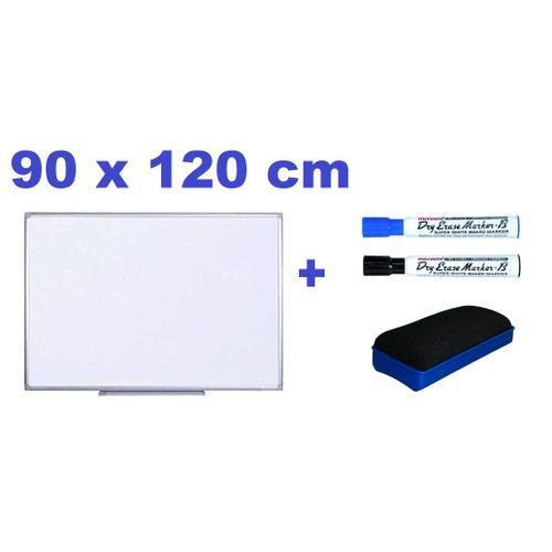 Tableau Magnétique Blanc 90x120 Cm – Effaçable Avec 2 Feutres Et Brosse - Image 1 of 1