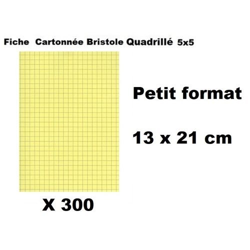 300 Fiches Cartonnés  Quadrillées -13 X 21cm - jaune - Image 1 of 1