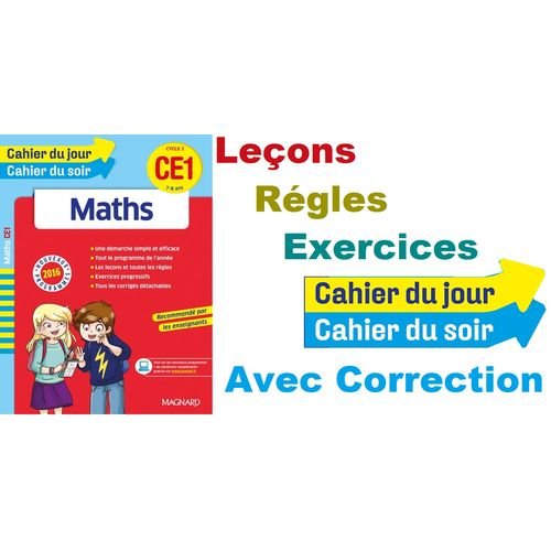Cahier De Maths Ce1 Cahier Du Jour / Du Soir C2 – Exercices Et Corrections, Méthode Simple Et Efficace - Image 1 of 1