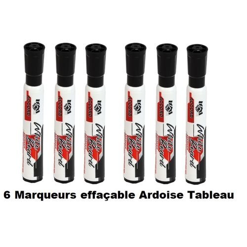 Lot De 6 Marqueurs Effaçables Noirs Pour Tableau Blanc Et Ardoise Non Toxiques Nettoyage Facile - Image 1 of 1