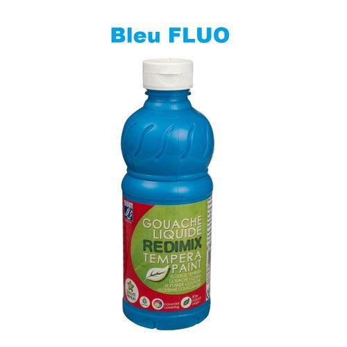 Bouteille Gouache Bleu Fluo 500 Ml – Tempera Liquide Redimix - Image 1 of 1