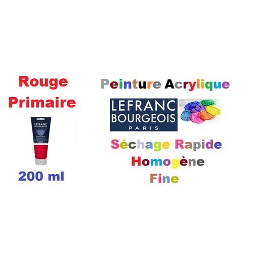 Peinture Acrylique Fine 200 Ml Rouge Primaire Séchage Rapide Texture Onctueuse Homogène - Image 1 of 1