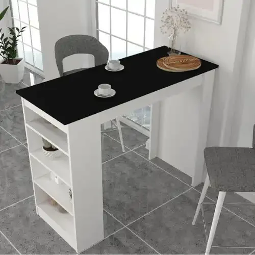 Table Cuisine Monaco - blanc Et Noir - 120cm - Image 1 of 1