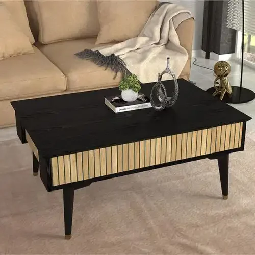 Table Basse Bolea - Noir Et Bois - 90cm - Image 1 of 1