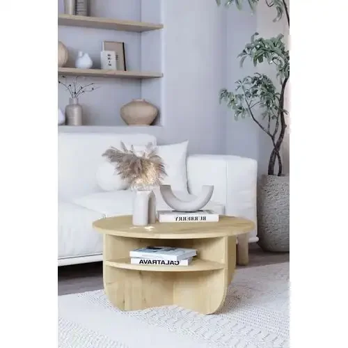 Table Basse Ronde En Mdf Avec Etagere Book - Image 1 of 1