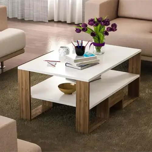 Table Basse Golden - Noyer Et Blanc - 90cm - Image 1 of 1