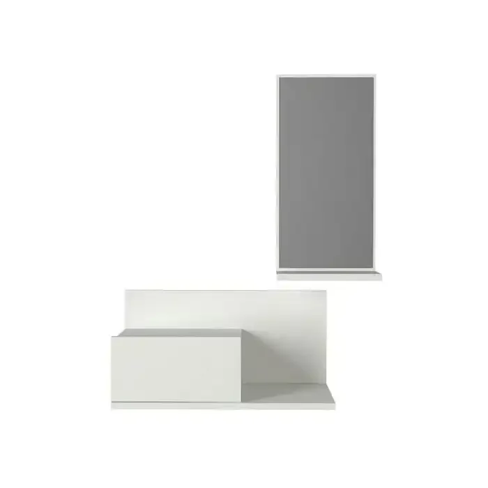 Coiffeuse D'entrée Suspendue Avec Miroir Blanc - Image 1 of 3