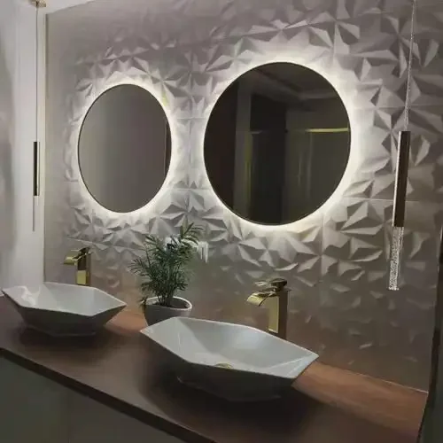 2 Miroir Rond 80 Cm Avec Rétroéclairage Led - Cct 3 Couleurs, Cadre Doré, Antibuée - Image 1 of 1