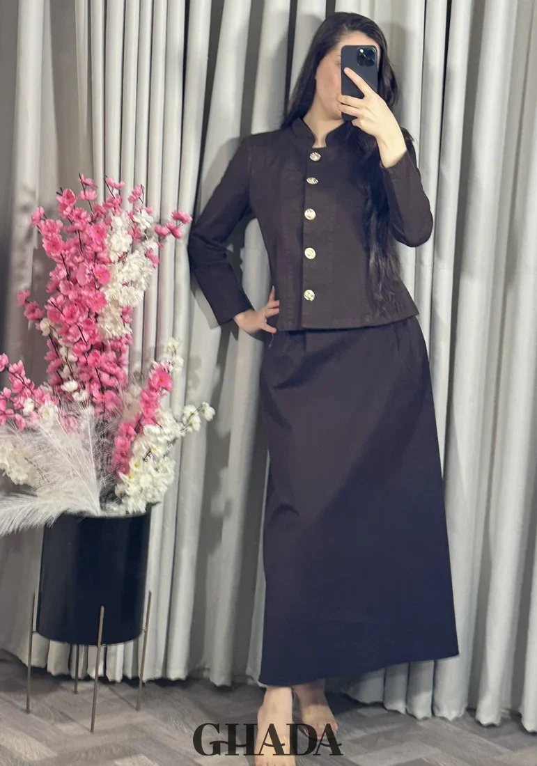 Ensemble Veste Ave Jupe En Marron - Image 1 of 4
