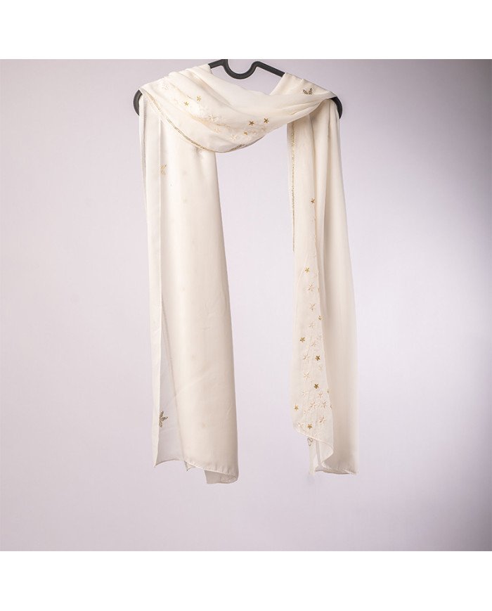 Châle Indo brodé strass uni - Image 1 of 4