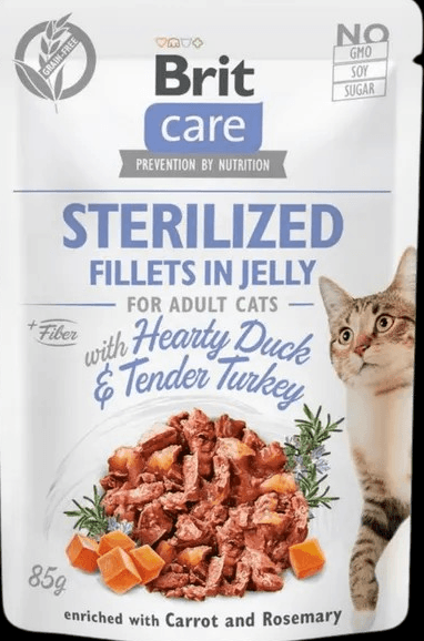 Cat Aliment Humide Chat Sterilized, Fillets In Jelly W Hearty Duck & Tender Turkey 85 G - Image 1 of 1