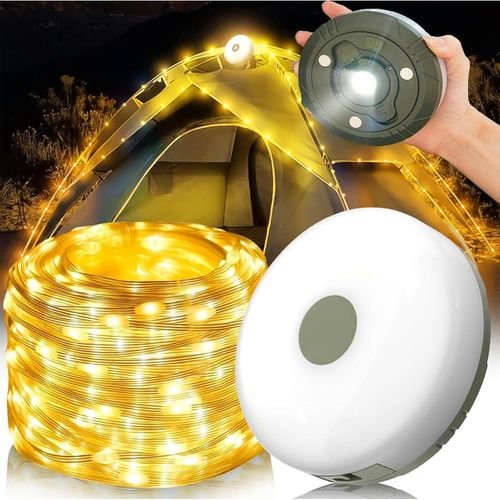 Lampe De Camping Solaire Led 2 En 1 Avec Guirlande Lumineuse, Rechargeable Et Étanche - Image 1 of 3