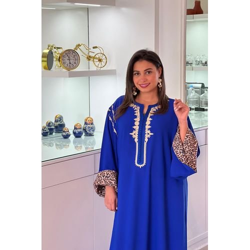 Gandoura Marocaine Bleu Royale Pour Femme – Élégance Et Raffinement - Image 1 of 3