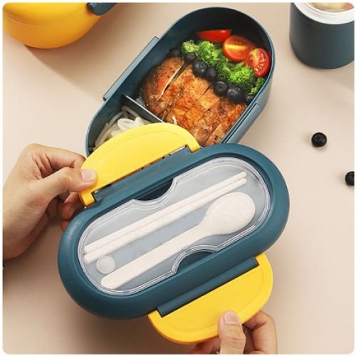 Coffret Déjeuner Avec Tasse À Soupe Et 2 Cuillères Et Fourchettes, Pratique .. - Image 1 of 3