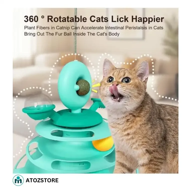 Jouet Intelligent Pour Chat Et Chaton, Tour Rotative + Accessoire Plume, Couleur Aléatoire - Image 1 of 4