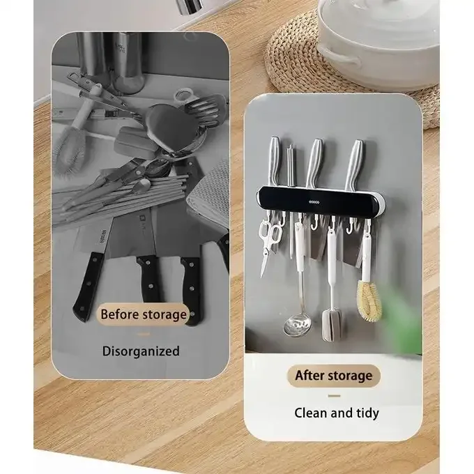 Support De Cuisine 2-en-1 Avec Porte-ustensiles Et Porte-couteaux – Rangement Mural - Image 1 of 4