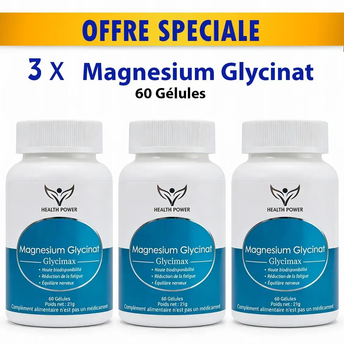 Pack 3 X Boites De Magnésium Glycinate - Glycimax - 60 Gélules 375 Mg - Image 1 of 2