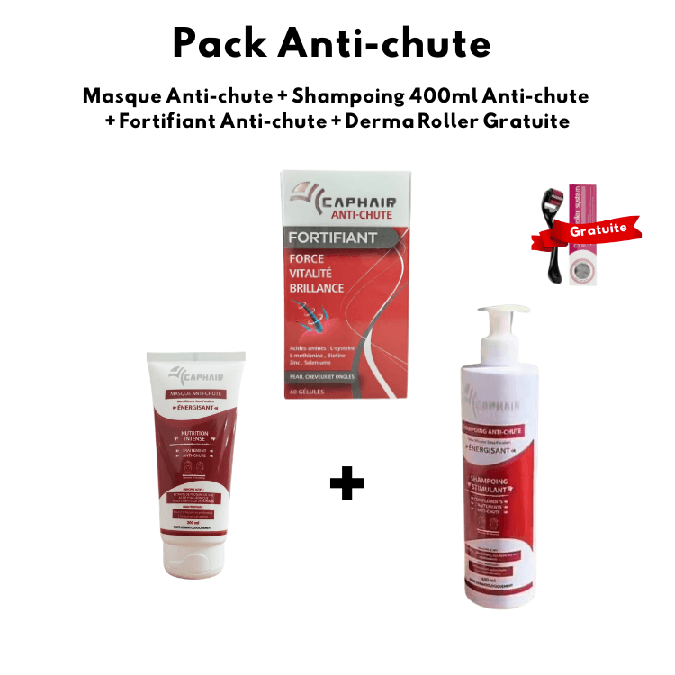 Collection Anti-chute, Masque Anti-chute + Shampooing 400ml + Fortifiant 60 Gélules + Derma Roller Gratuite - Image 1 of 1