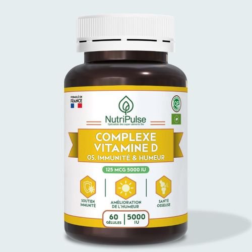 Complexe Vitamine D 5000 Iu Santé Des Os - Immunité & Humeur 125 Mcg - 60 Gélules - Image 1 of 1