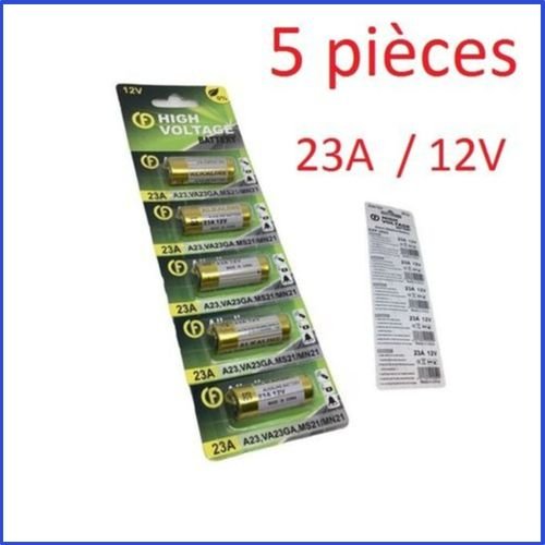 5 Piles Alcalines / 23a / Mn21 / Va23ga / Ms21 / High Voltage Battery 12v - Image 1 of 1