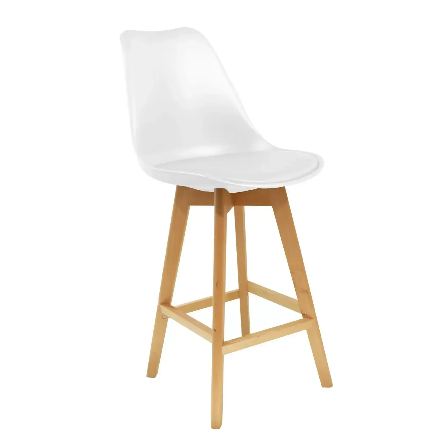 Pack Favela – 4 Tabourets De Bar Blancs & Bois - Image 1 of 4