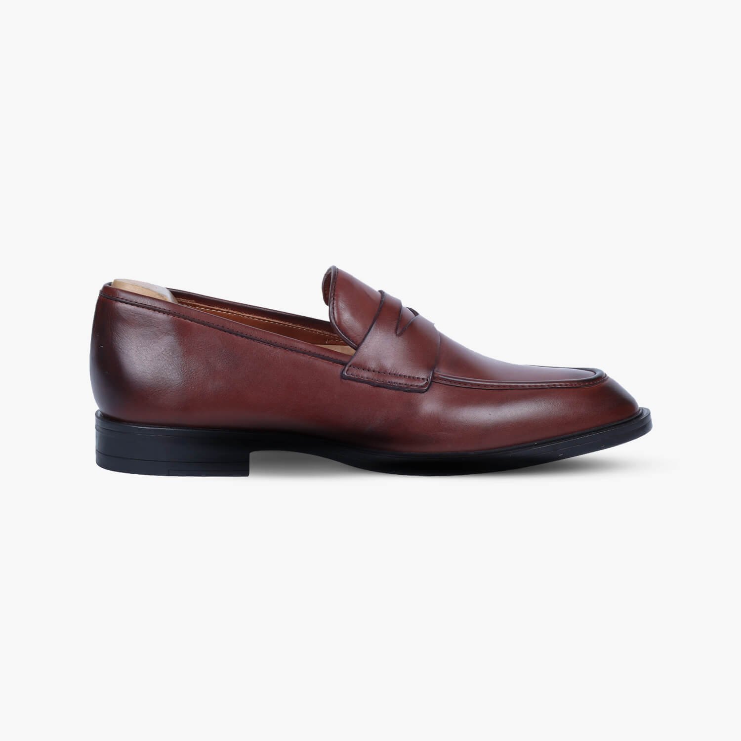 Mens Brown Leather Long Tip Loafers - Image 1 of 2