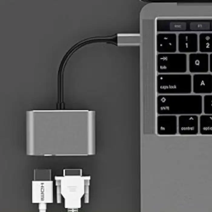Adaptateur Usb C 3.1 Vers Hdmi Vga, Adaptateur Type-c Vers Vga Hdmi Pour Double Moniteur, Convertisseur Vers Hdmi Et Vga - Image 1 of 3