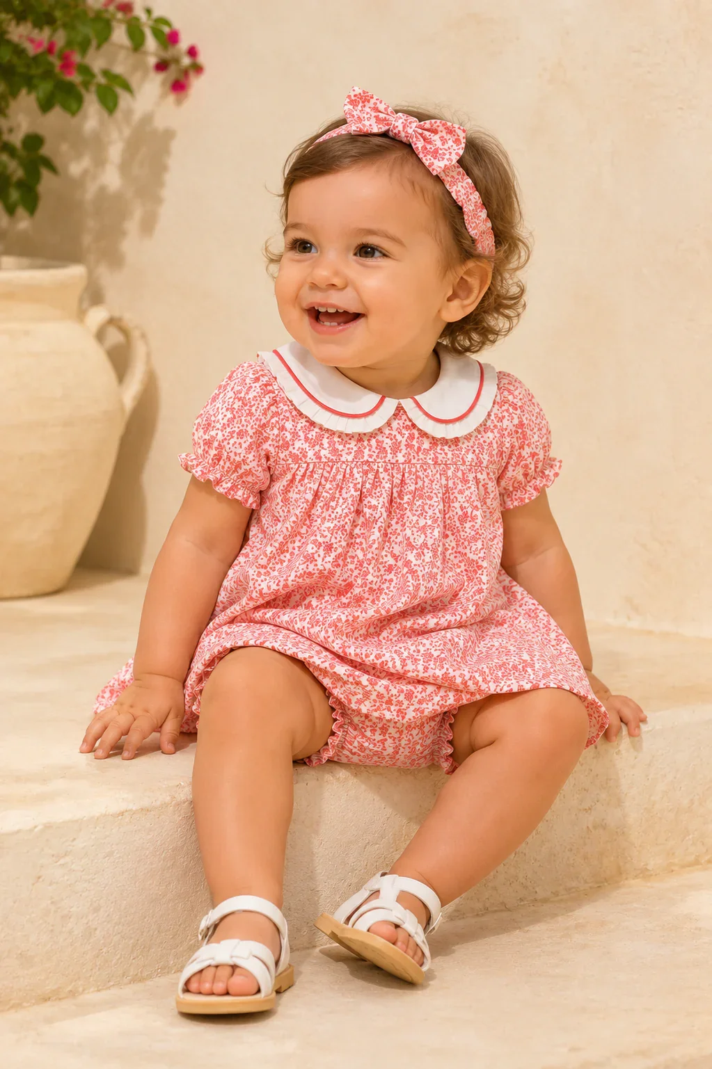 Ensemble Bébé Fille 2 Pièces – Robe Fleurie & Bloomer Assorti - Image 1 of 3
