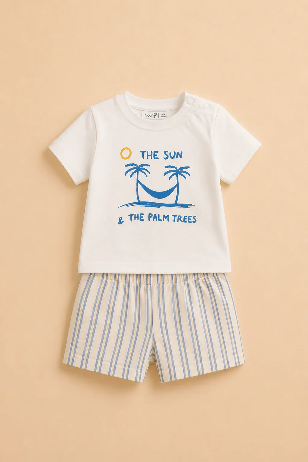 Ensemble Bébé Garçon « The Sun & The Palm Trees » – T-shirt & Short Rayé - Image 1 of 4