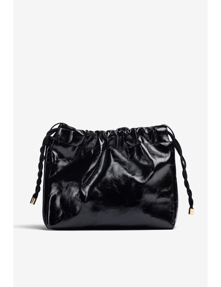 Sac À Main En Cuir Verni Noir Froissé - Image 1 of 4