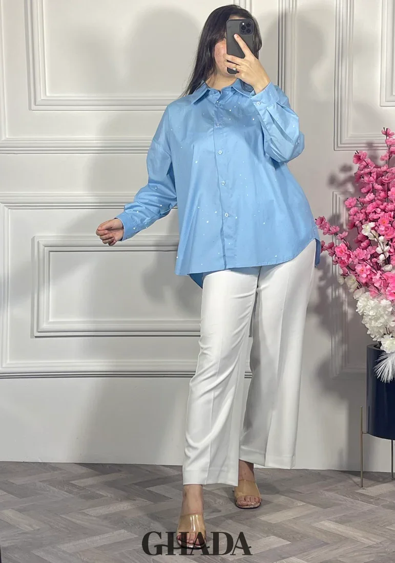 Chemise Bleu Clair À Strass - Image 1 of 3