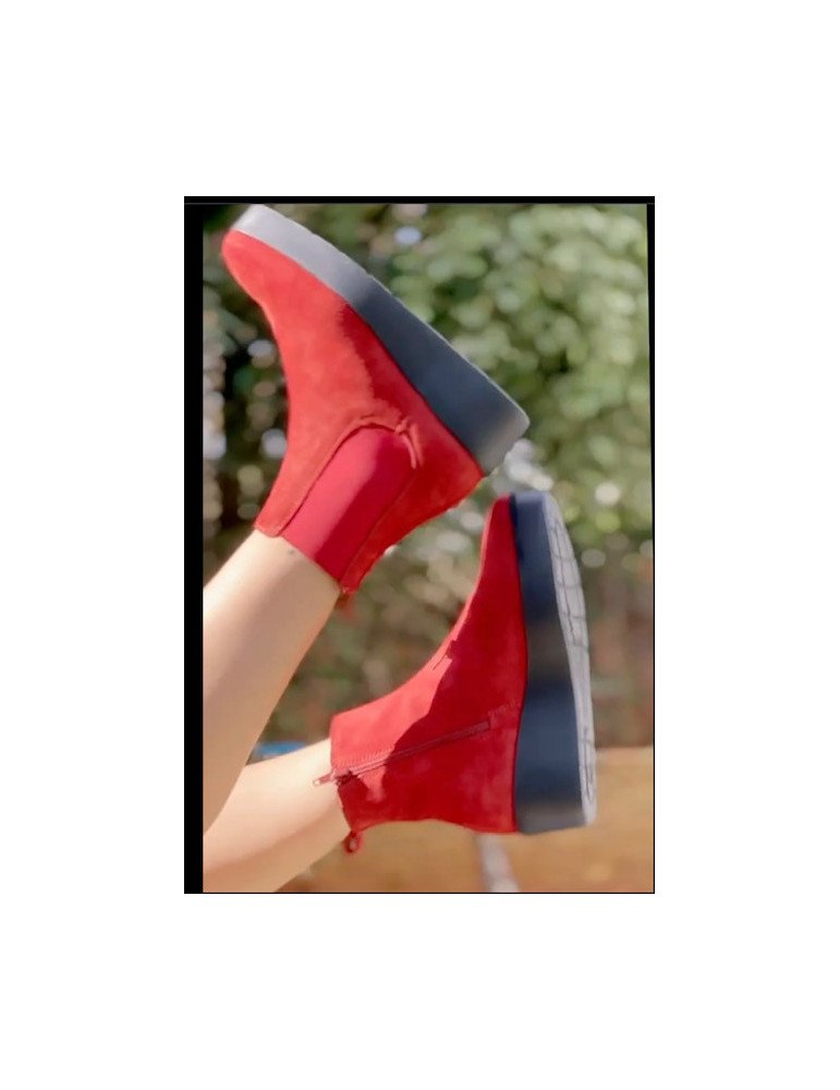 Bottines En Daim Brique Avec Bande Et Fermeture Éclair Laterale - Image 1 of 1