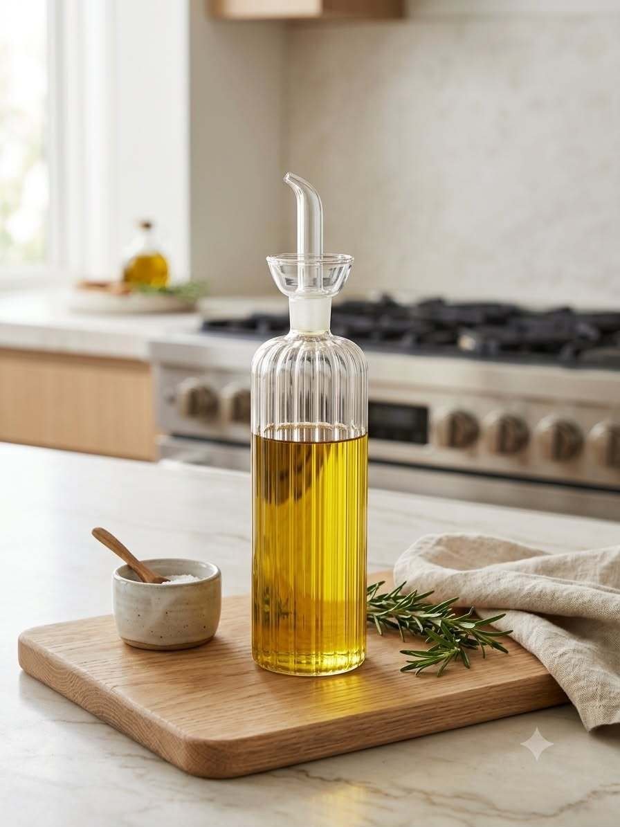 Distributeur D'huile Et Vinaigre En Verre Côtelé  - Image 1 of 2