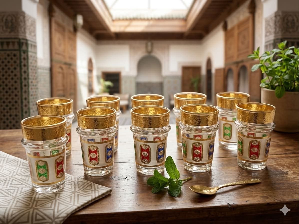 Lot de 10 Verres à Thé Marocains en Cristal – 150 ml - Image 1 of 3