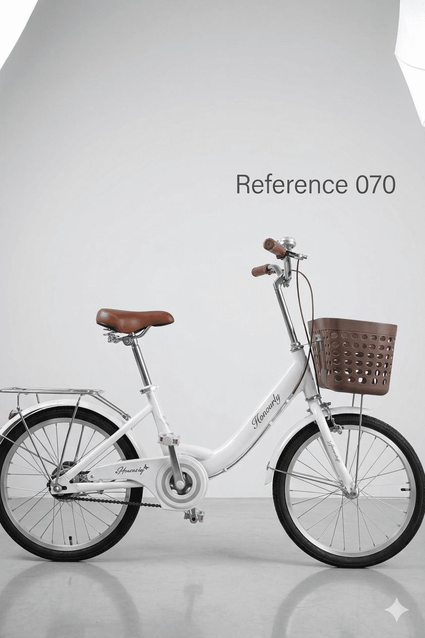 Vélo De Ville 20 Pouces Réf.070 - Blanc - Panier + Porte-bagage - Image 1 of 1
