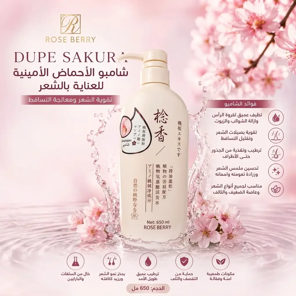Shampoing Rose Et Baies Aux Acides Aminés Sakura - Image 1 of 1