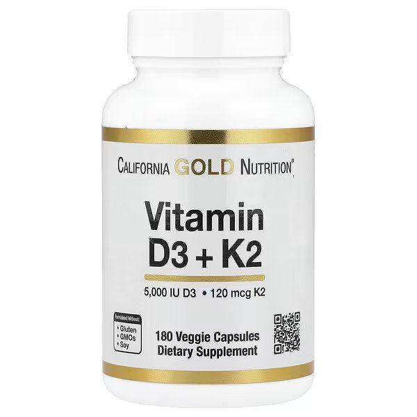Vitamin D3 + K2 As Mk-7, 180 Veggie Capsules - Image 1 of 2
